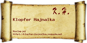 Klopfer Hajnalka névjegykártya